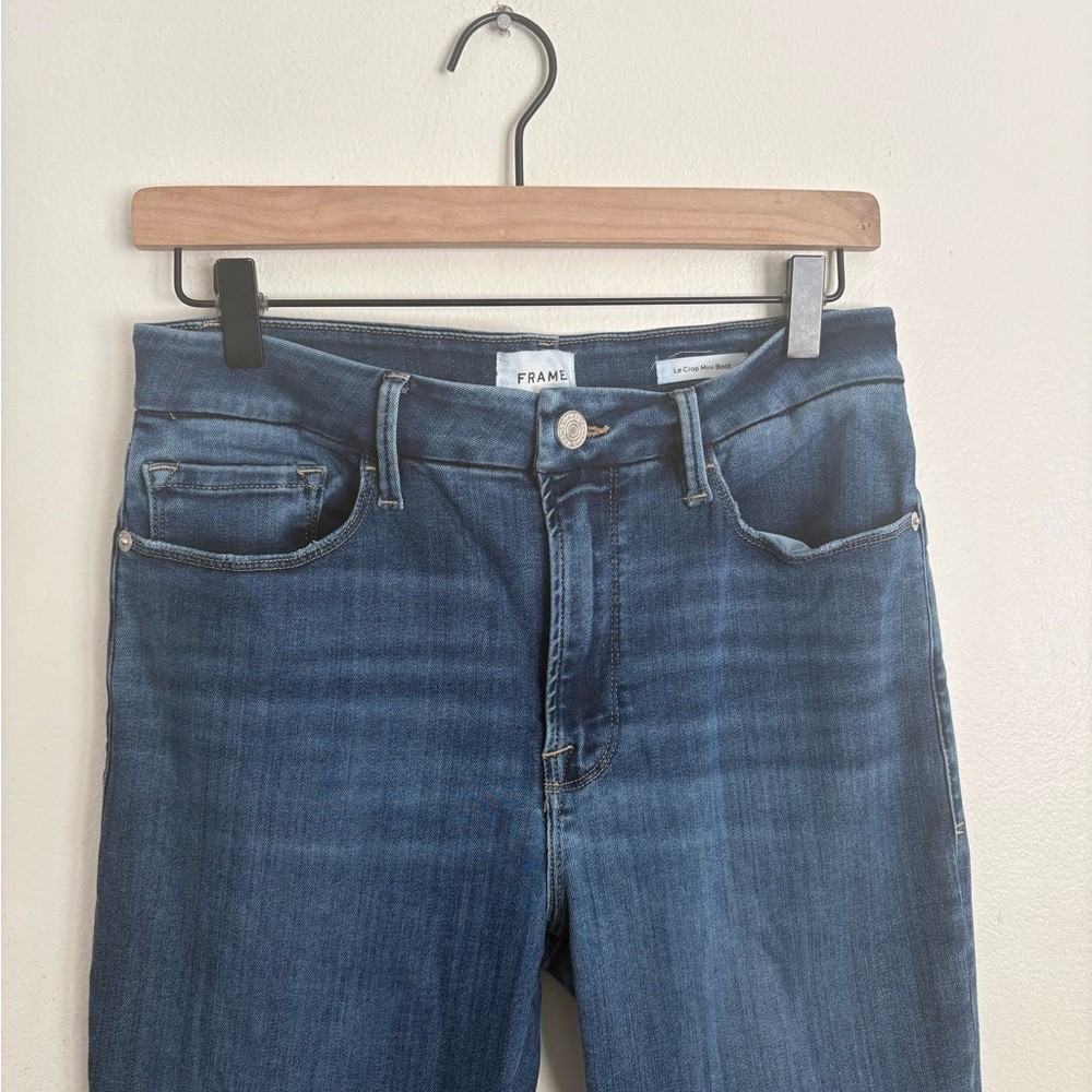 FRAME Le Crop Mini Boot High Rise Stretchy Women's Blue Jeans size 30 EUC AC - Picture 2 of 6